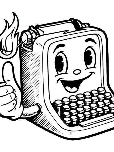 Smiling Typewriter Cartoon Poster.