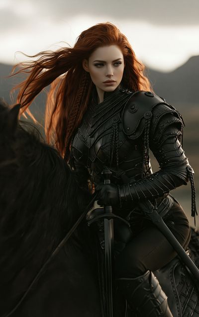 Red-Haired Warrior Portrait Print. poster print