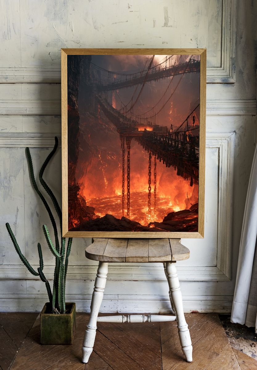 Lava Bridge Inferno Illustration Poster. — room view 1