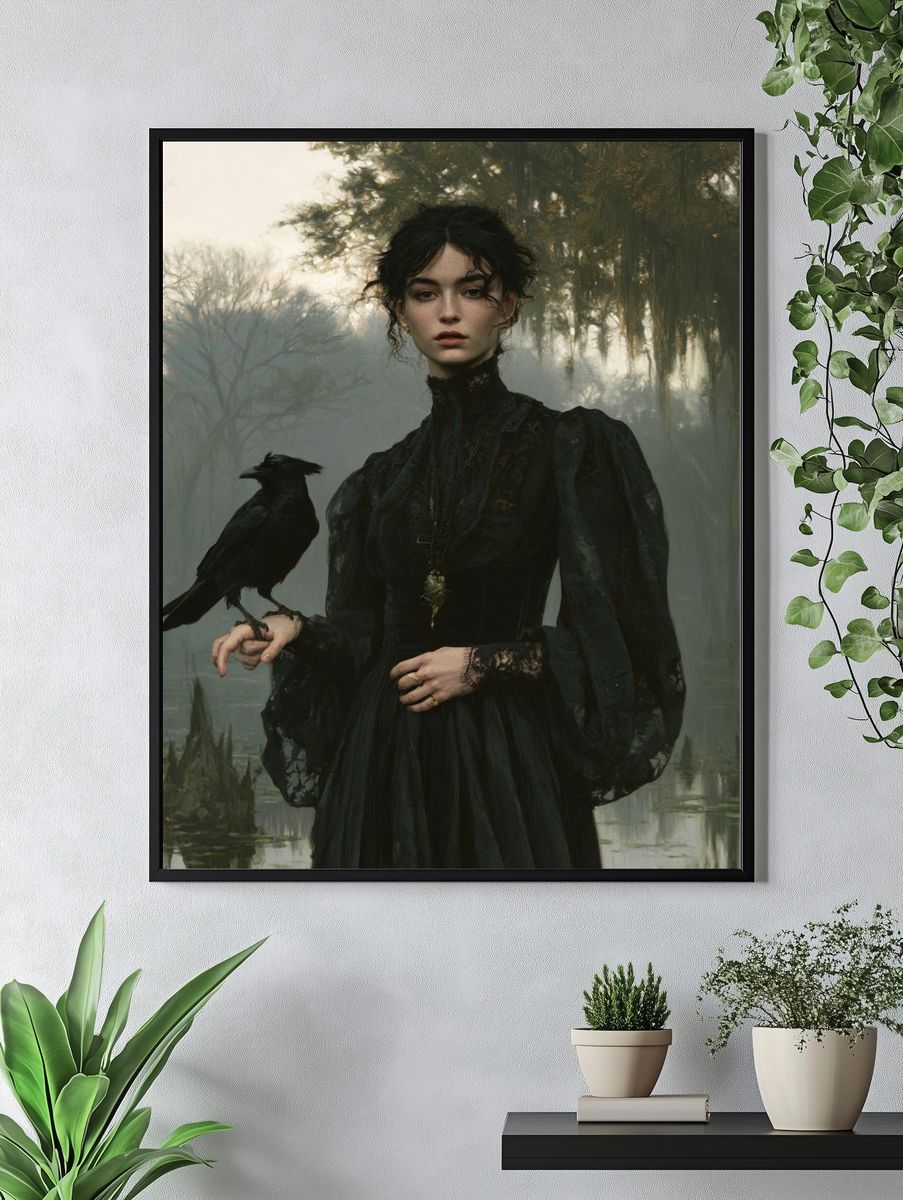 Gothic Raven Portrait Print. — room view 4