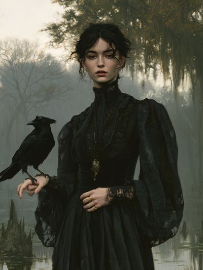 Gothic Raven Portrait Print.