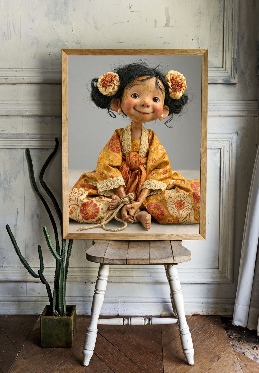 Whimsical Doll Portrait Print. — room view 1