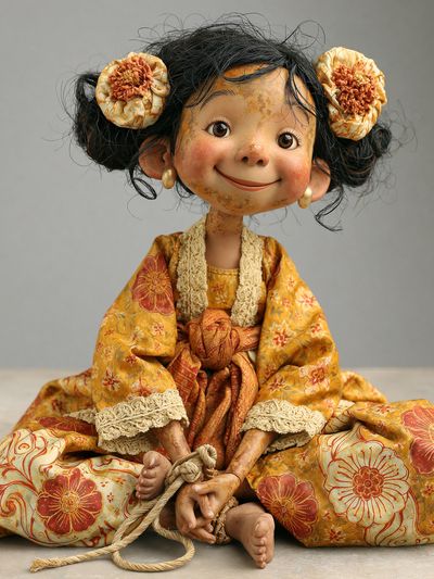 Whimsical Doll Portrait Print. poster