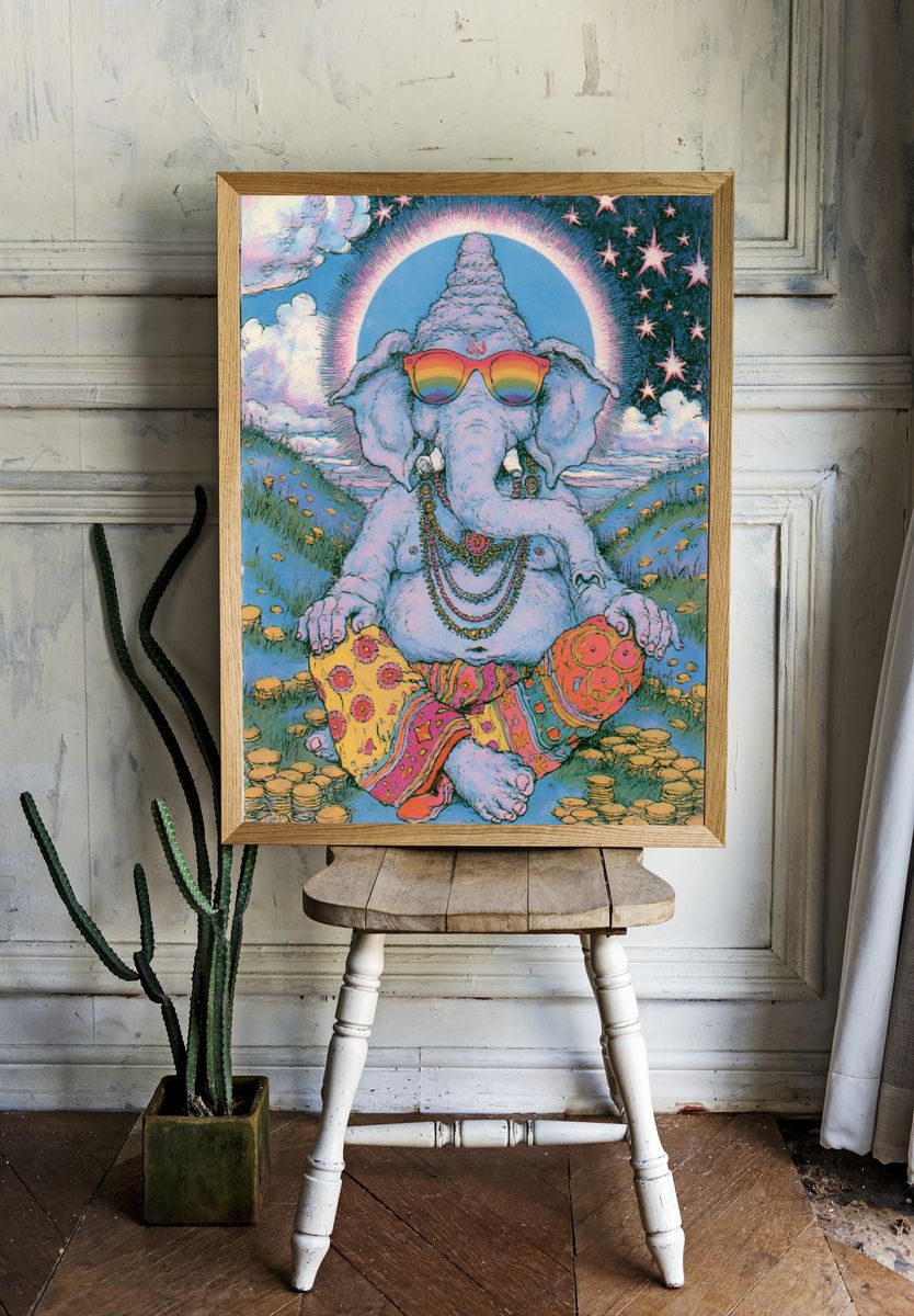 Psychedelic Ganesha Illustration Poster. room preview