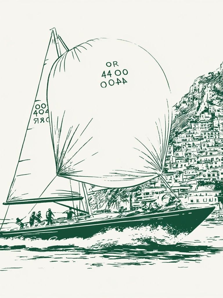 Sailing Yacht Coastal Sketch Poster. poster detail