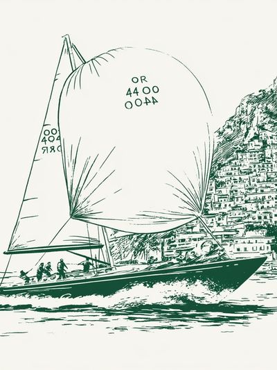 Sailing Yacht Coastal Sketch Poster. poster