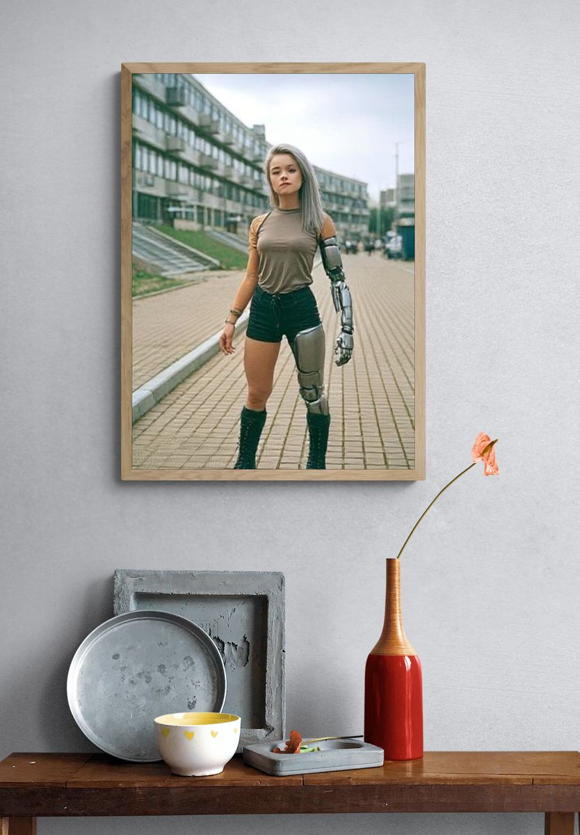 Cyberpunk Woman Street Portrait Poster. — room view 3