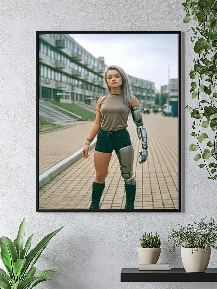 Cyberpunk Woman Street Portrait Poster. — room view 4