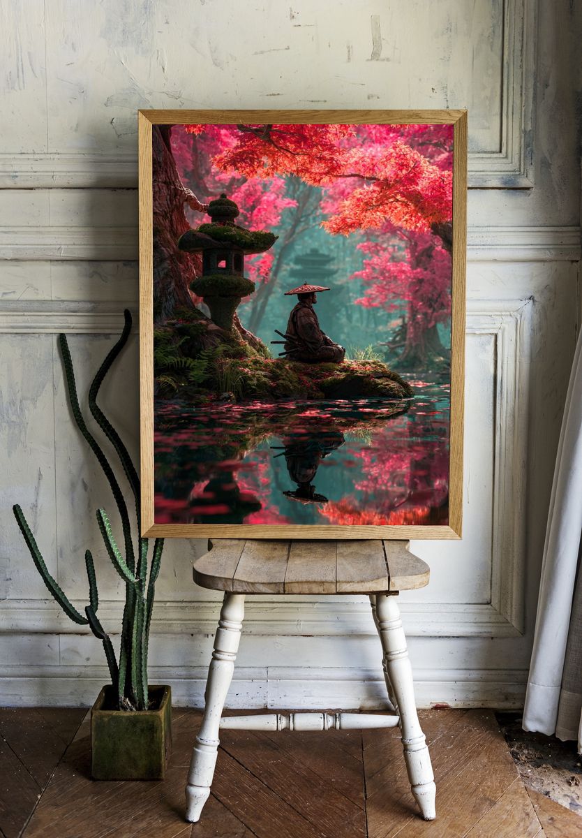 Samurai Garden Reflection Poster. — room view 1