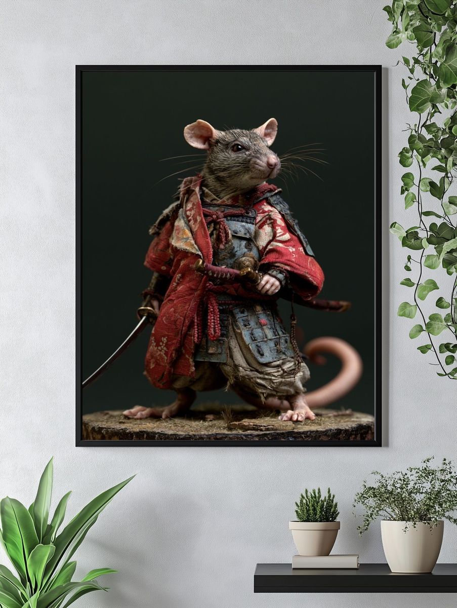Samurai Rat Fantasy Illustration Poster. — room view 4