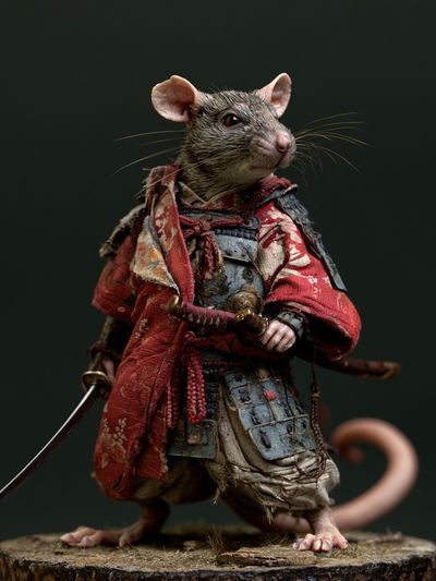 Samurai Rat Fantasy Illustration Poster. poster