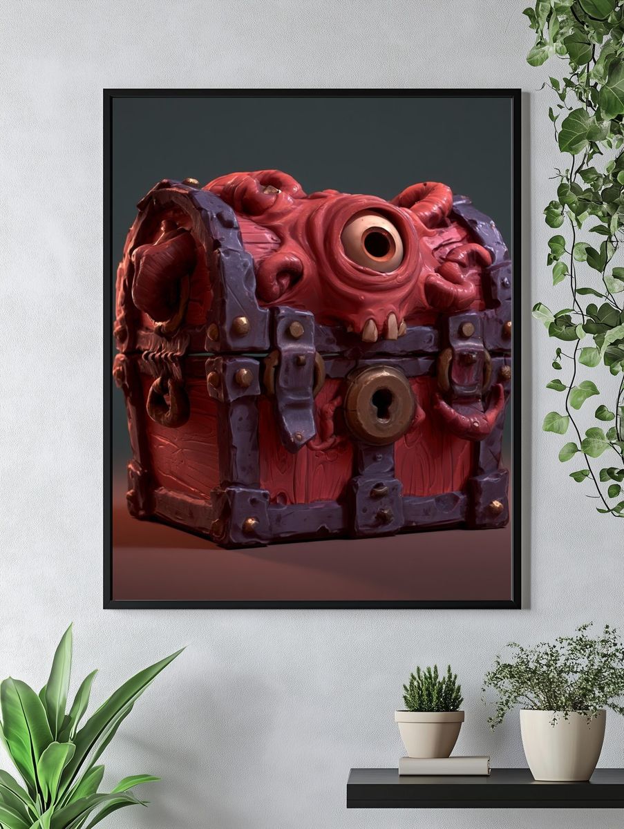 Surreal Monster Treasure Chest Print. — room view 4