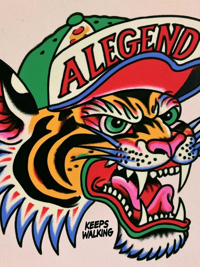 Legend Tiger Tattoo Illustration Poster. poster detail
