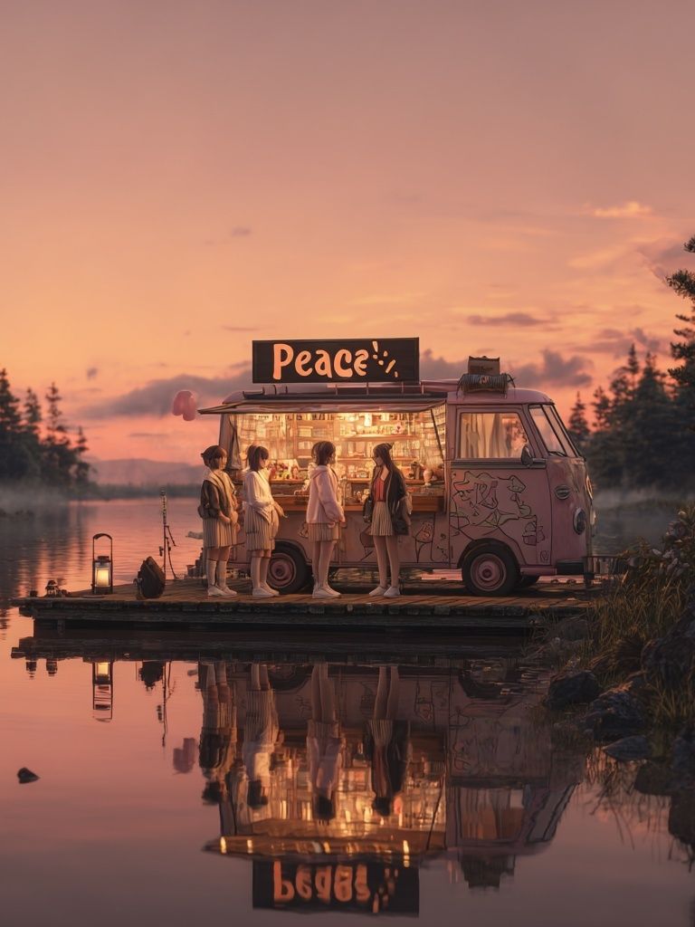 Peace Van at Sunset Poster. poster detail