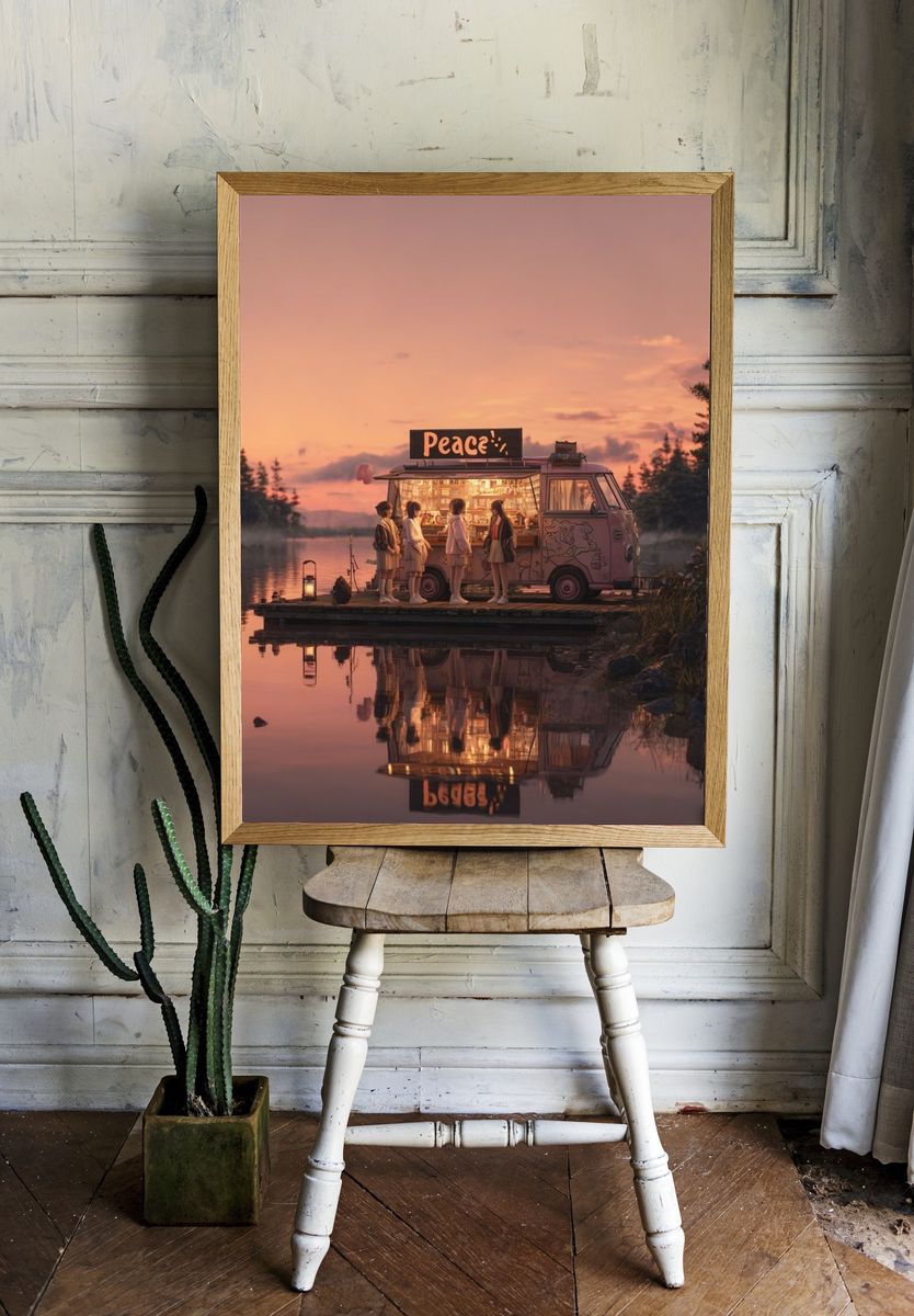 Peace Van at Sunset Poster. room preview