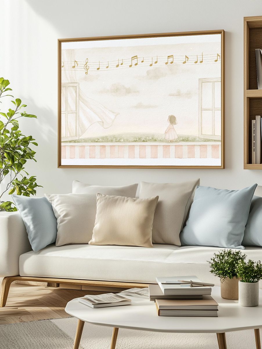 Dreamy Music Room Illustration Poster. — room view 2