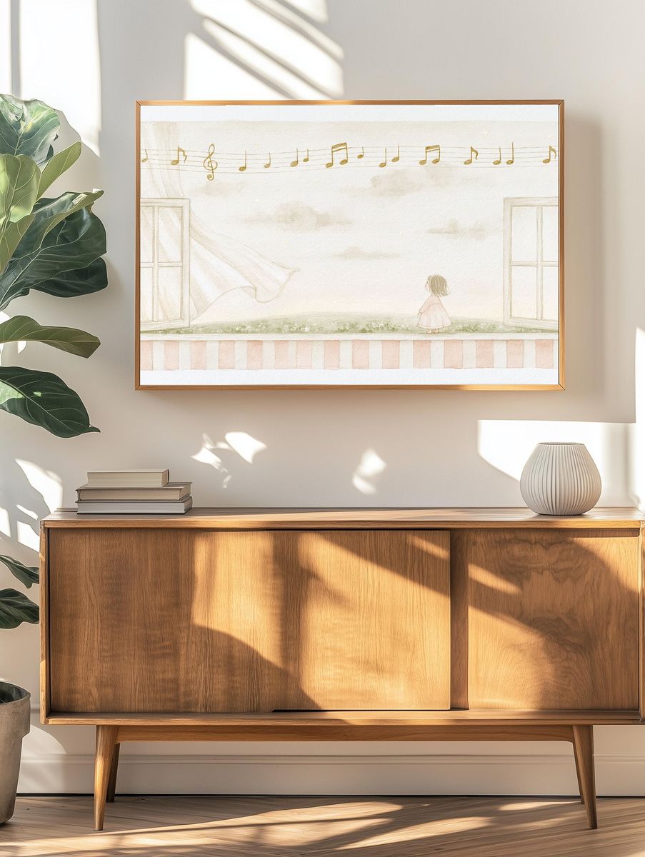 Dreamy Music Room Illustration Poster. — room view 3