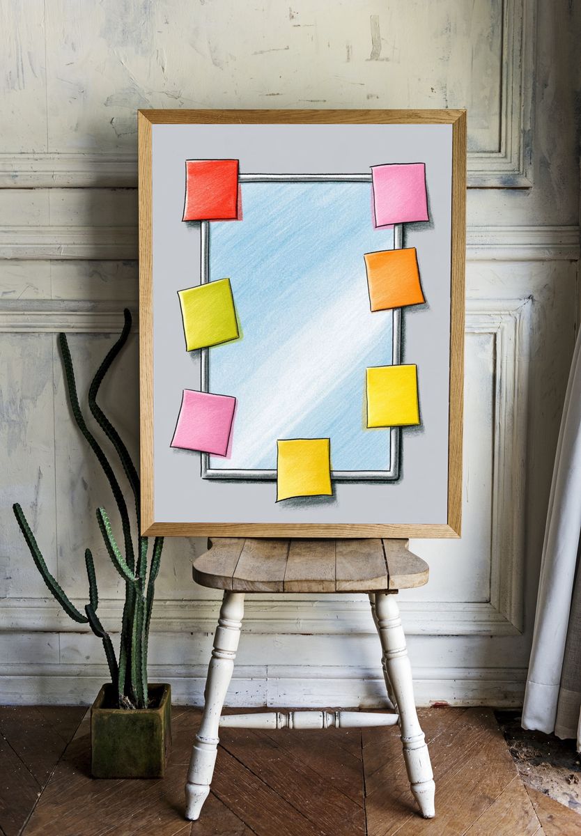 Sticky Notes Frame Illustration Poster. room preview