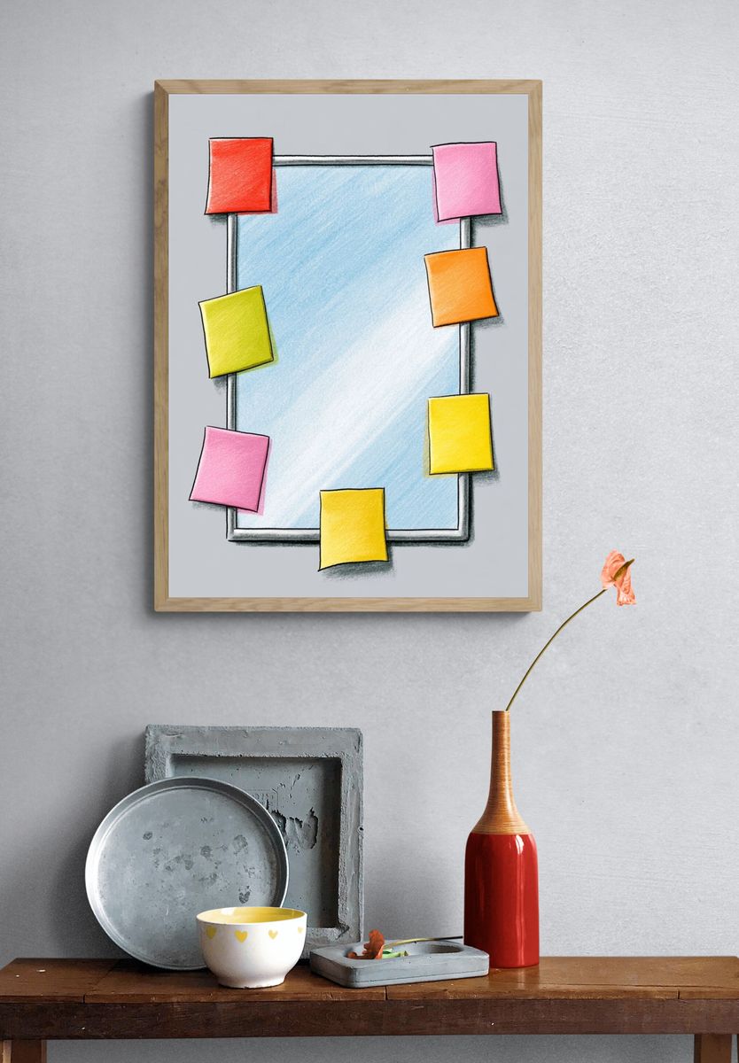 Sticky Notes Frame Illustration Poster. — room view 3