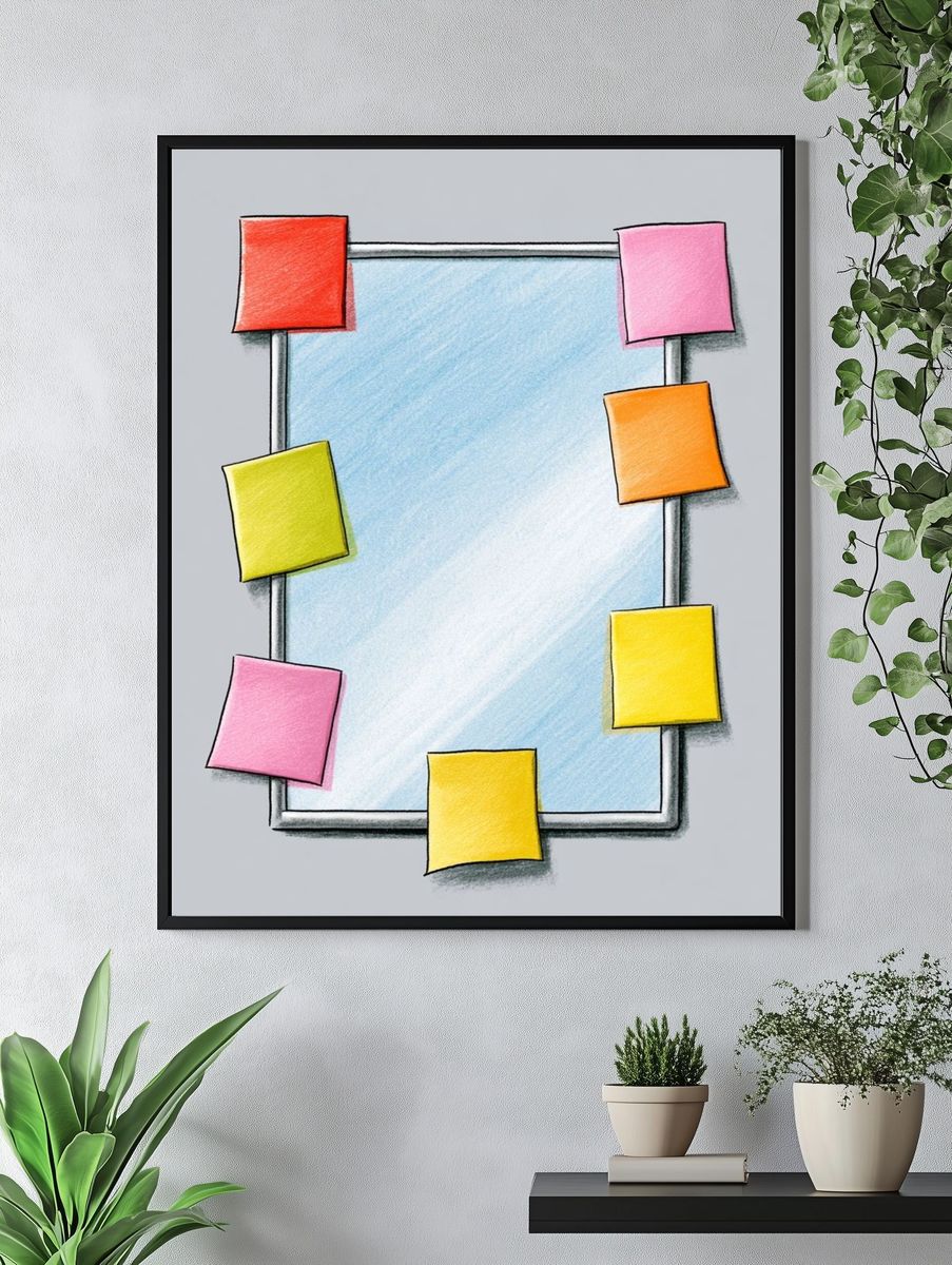 Sticky Notes Frame Illustration Poster. — room view 4