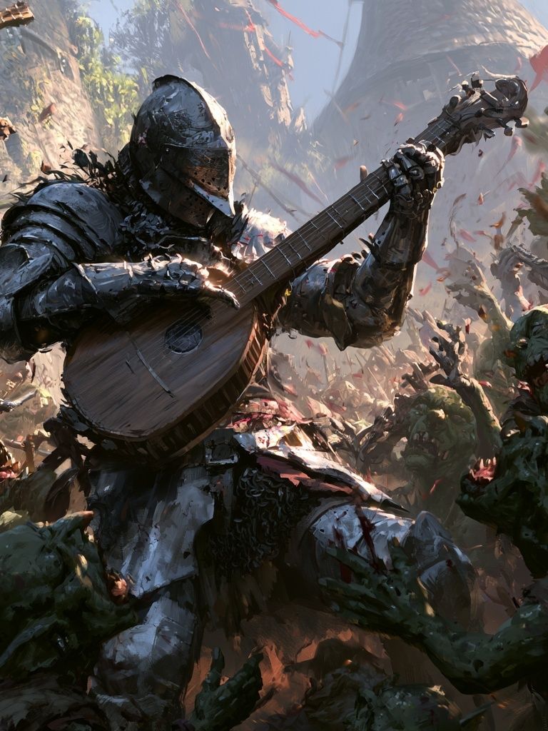 Armored Bard Battle Illustration Poster. poster detail