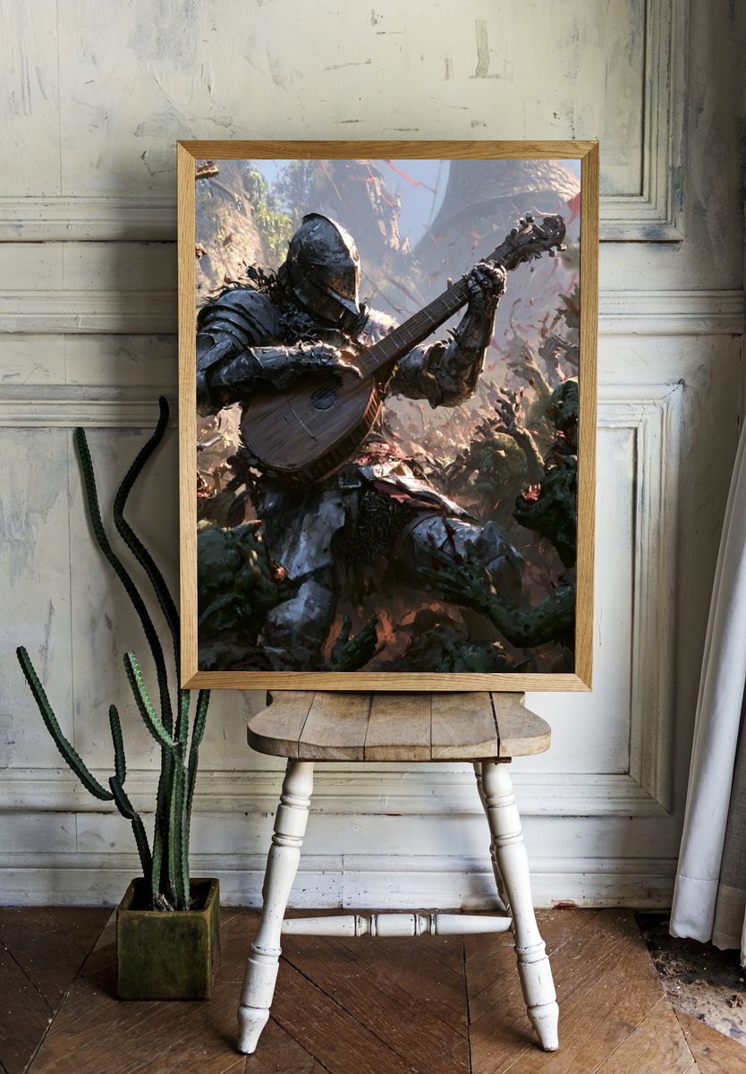 Armored Bard Battle Illustration Poster. room preview