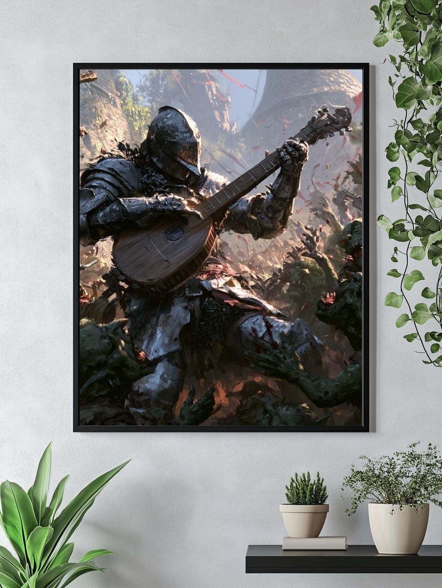 Armored Bard Battle Illustration Poster. — room view 4