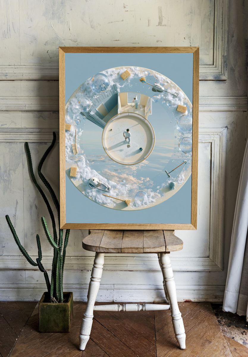Surreal Cleaning Cycle Poster. — room view 1