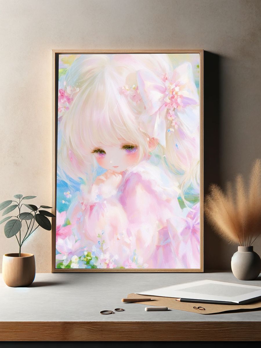 Pastel Doll Girl Illustration Poster. — room view 2