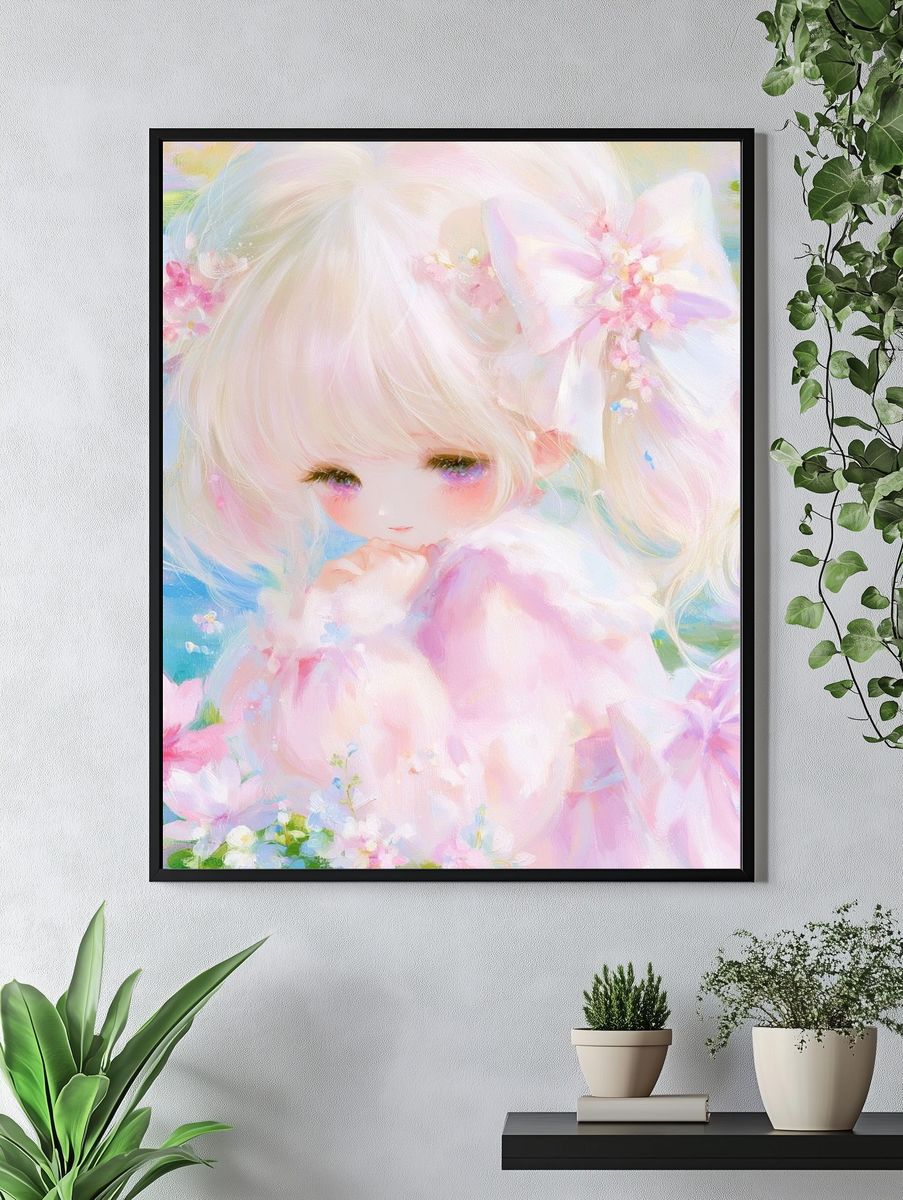 Pastel Doll Girl Illustration Poster. — room view 4