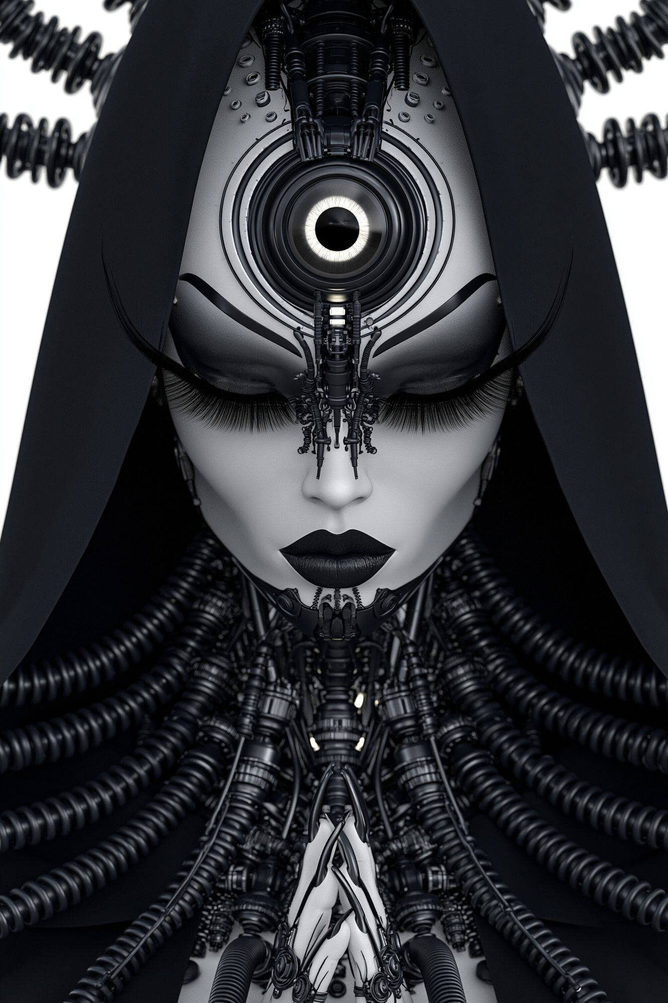 Cybernetic Goddess Portrait Print. poster — illustration art