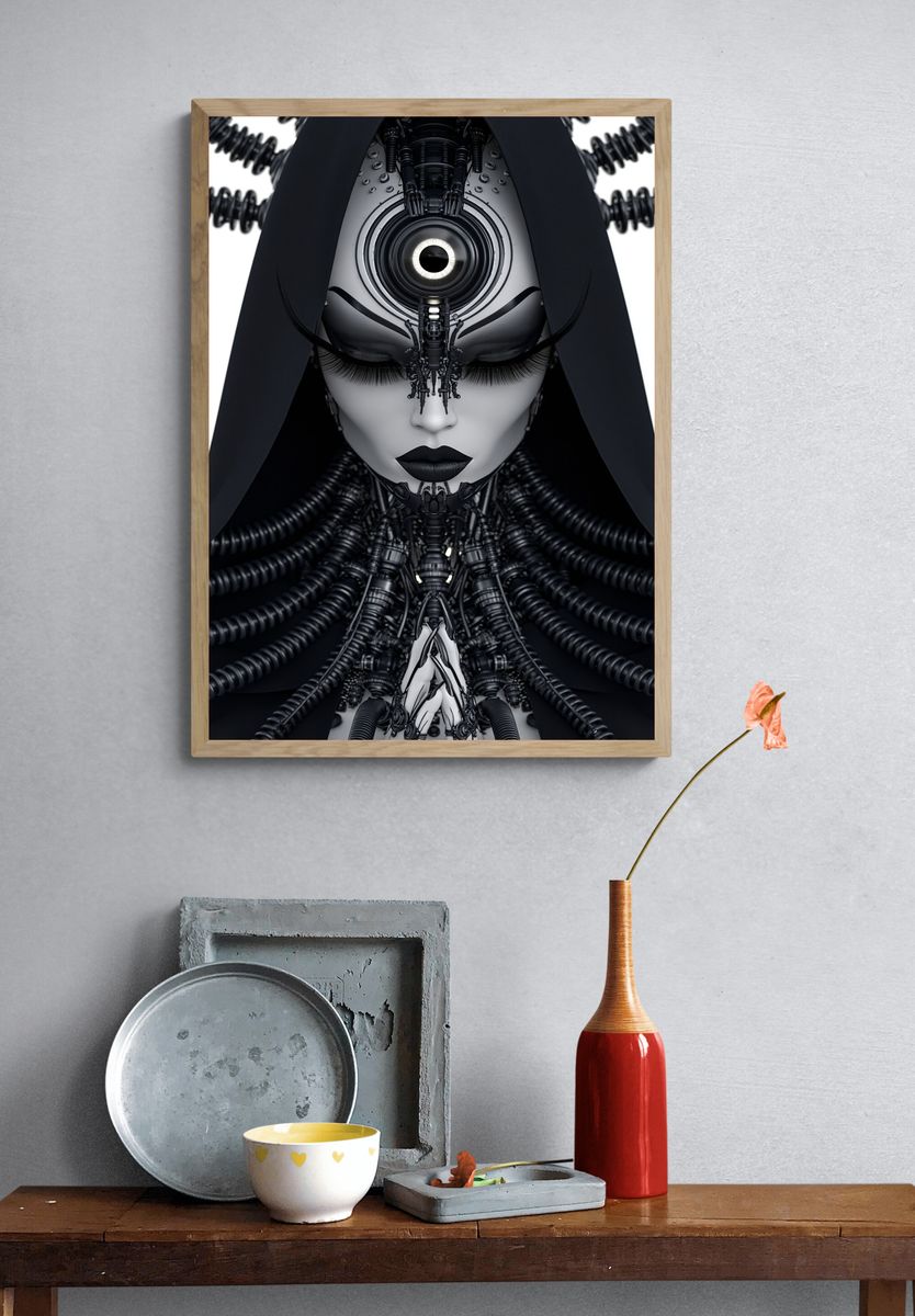 Cybernetic Goddess Portrait Print. — room view 3