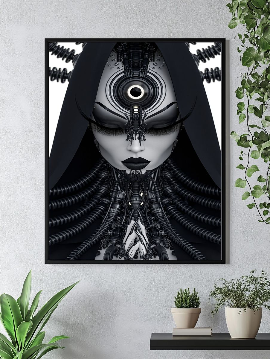 Cybernetic Goddess Portrait Print. — room view 4