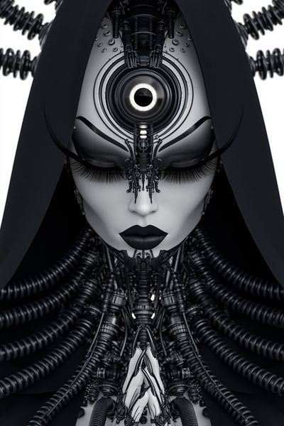 Cybernetic Goddess Portrait Print. poster