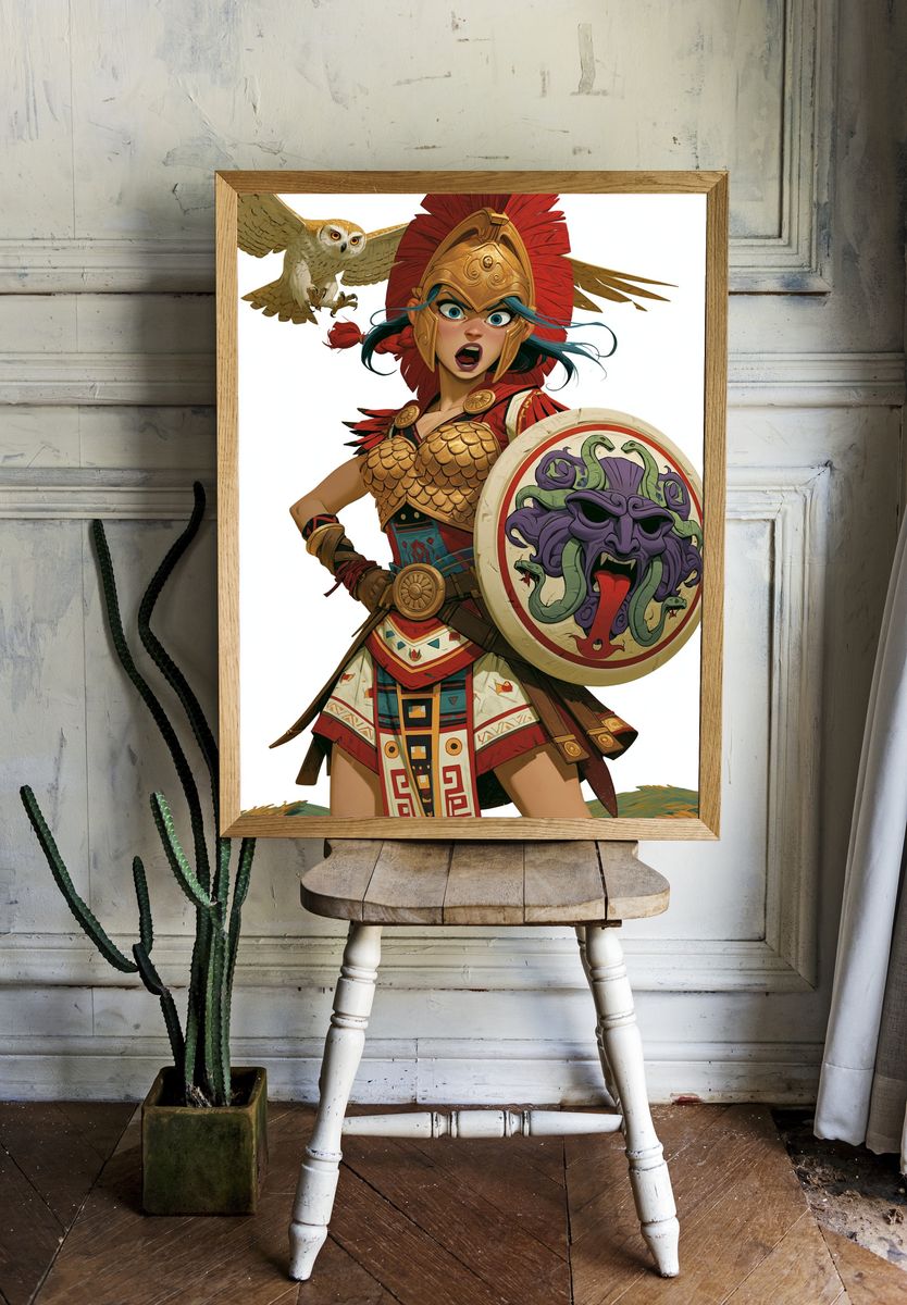 Athena Warrior Illustration Poster. room preview