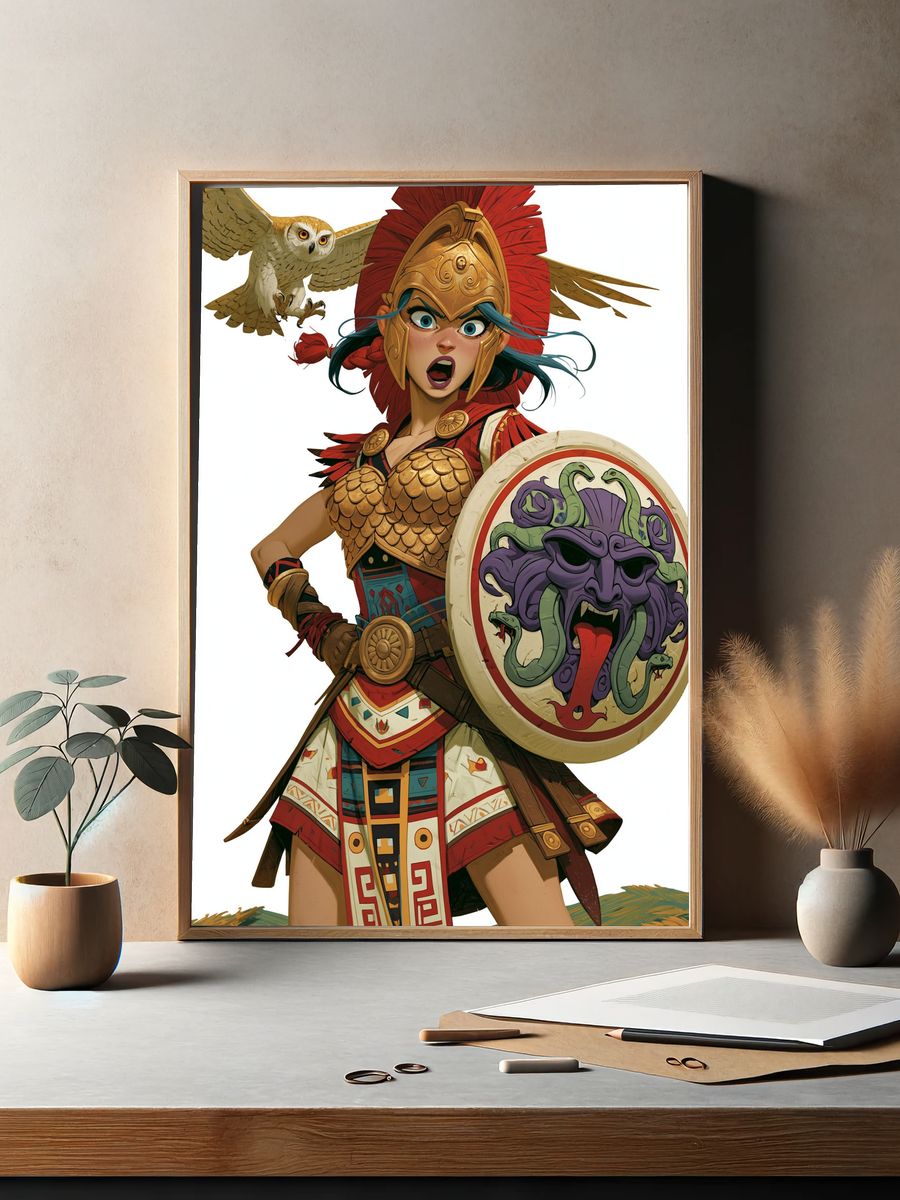 Athena Warrior Illustration Poster. — room view 2