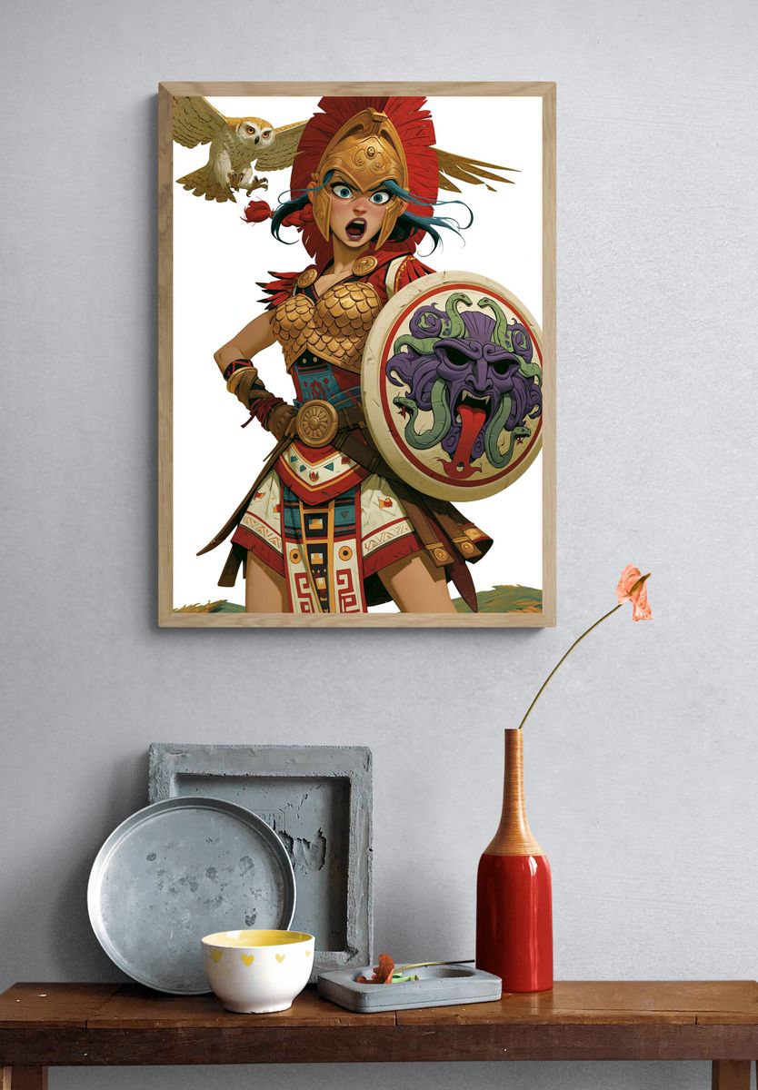 Athena Warrior Illustration Poster. — room view 3