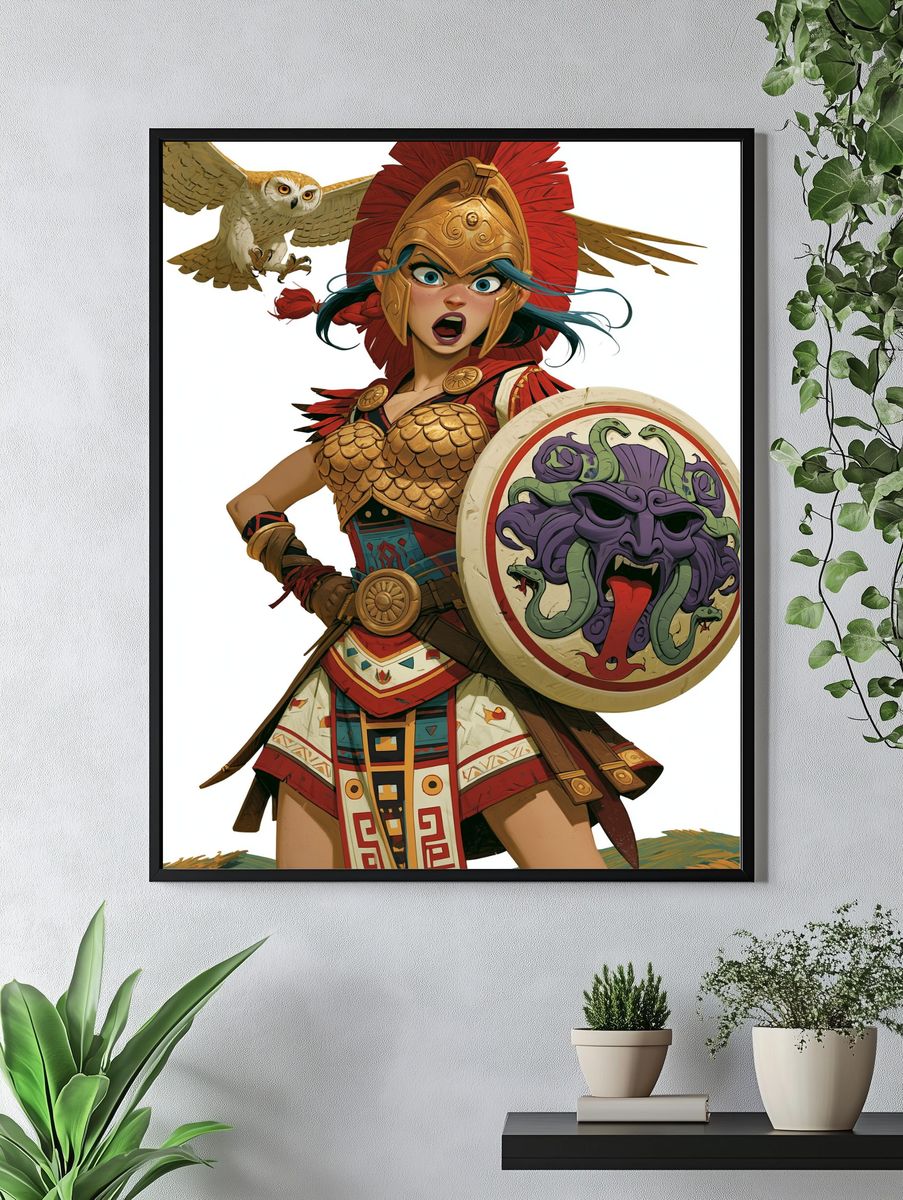 Athena Warrior Illustration Poster. — room view 4