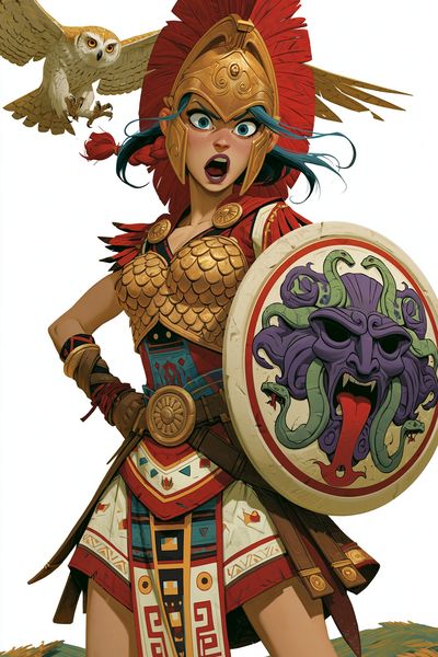 Athena Warrior Illustration Poster.