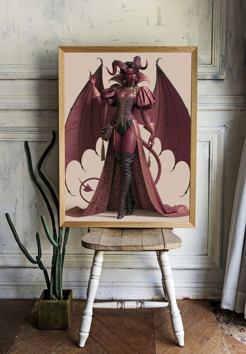 Demon Queen Fantasy Illustration Poster. room preview