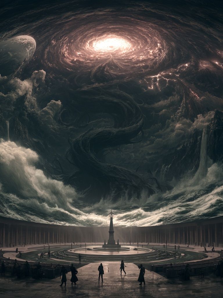 Cosmic Temple Surrealism Poster. poster detail