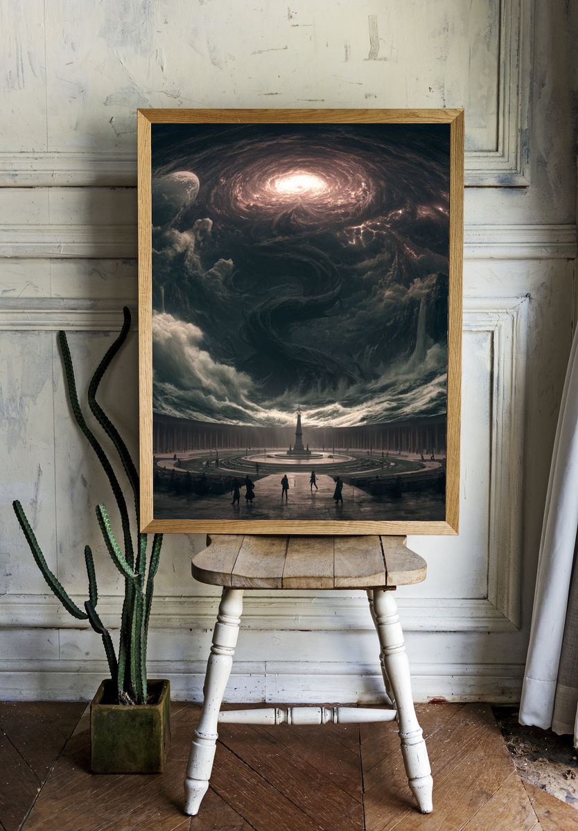 Cosmic Temple Surrealism Poster. room preview