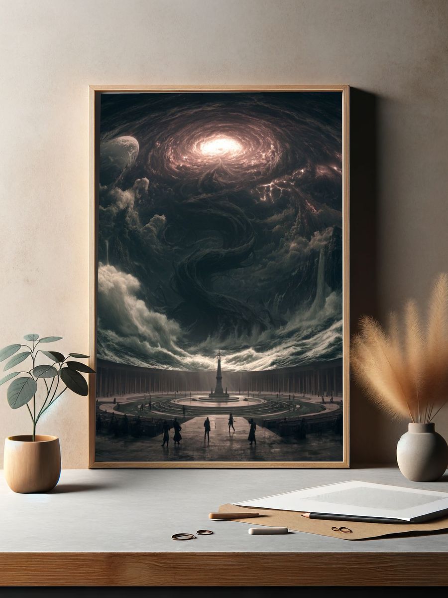 Cosmic Temple Surrealism Poster. — room view 2