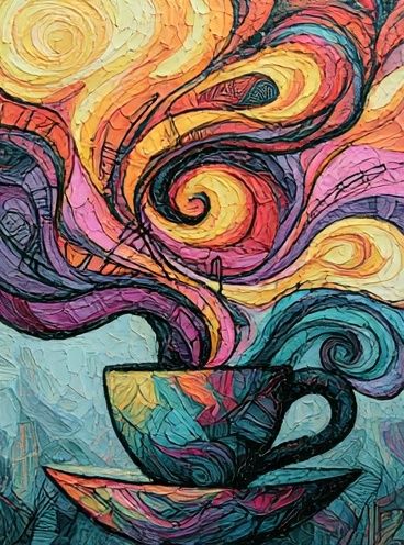 Colorful Coffee Swirl Abstract Poster. poster — illustration art