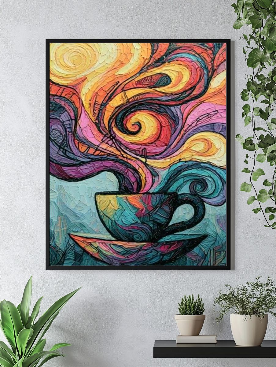 Colorful Coffee Swirl Abstract Poster. — room view 4