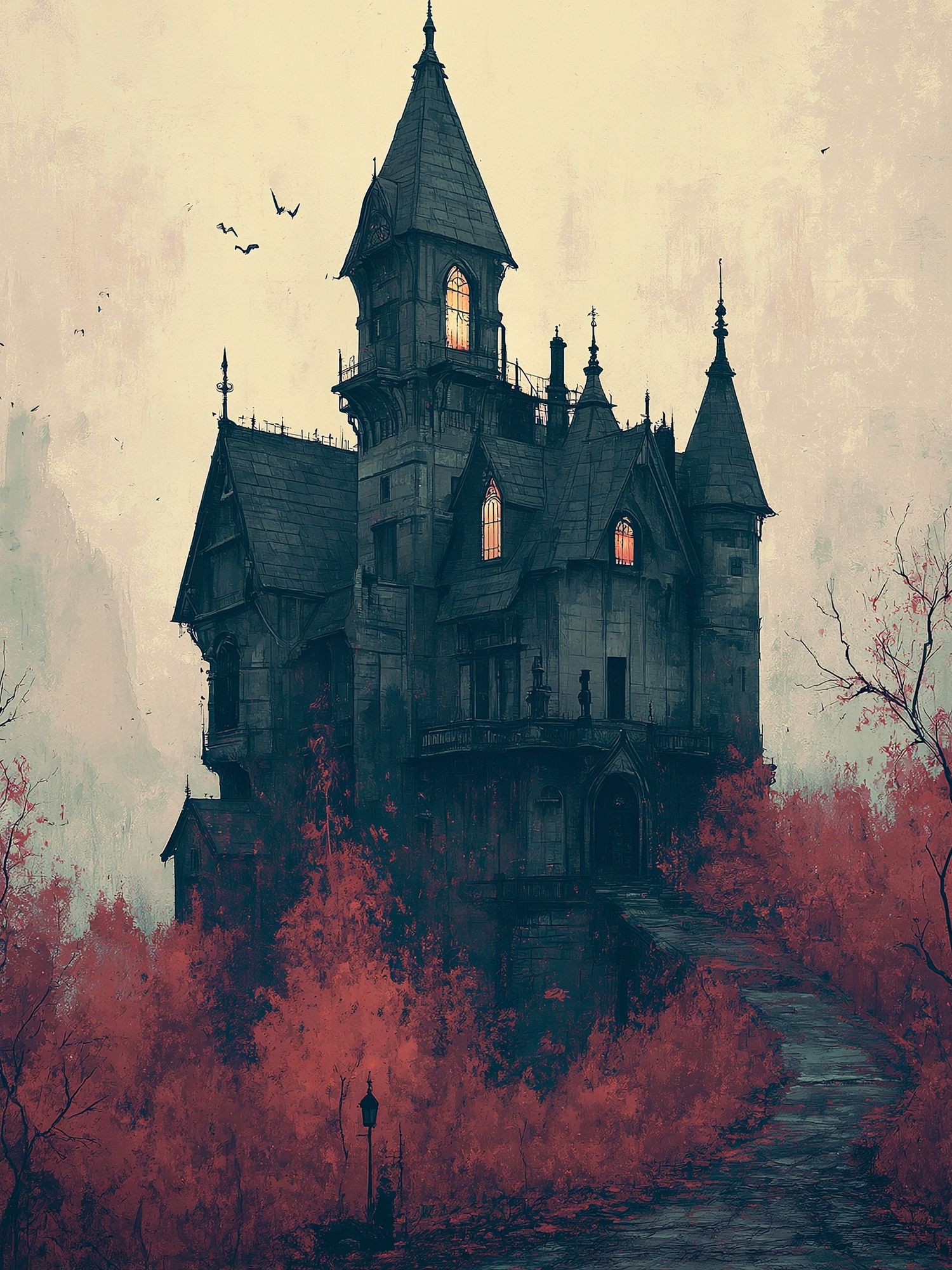 Haunted Gothic Manor Illustration Poster. poster detail