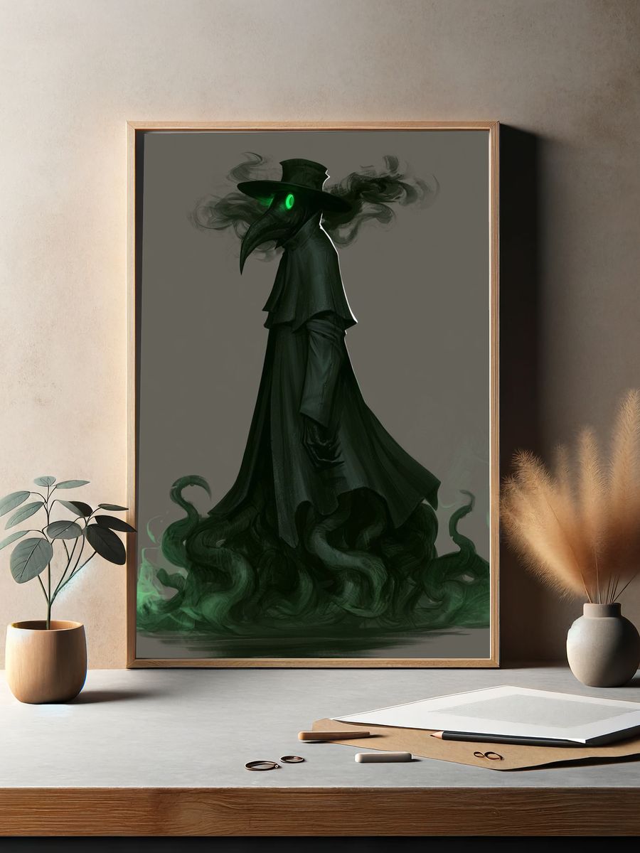 Plague Doctor Digital Art Poster. — room view 2