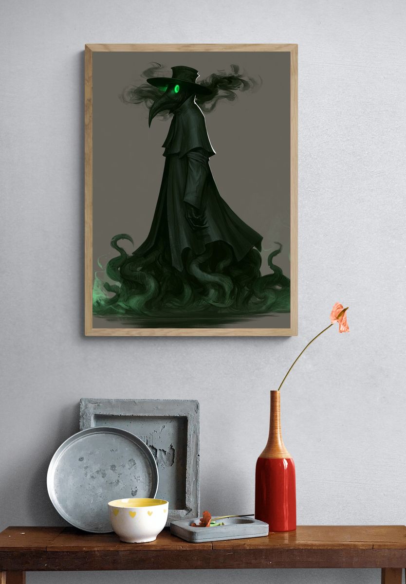 Plague Doctor Digital Art Poster. — room view 3