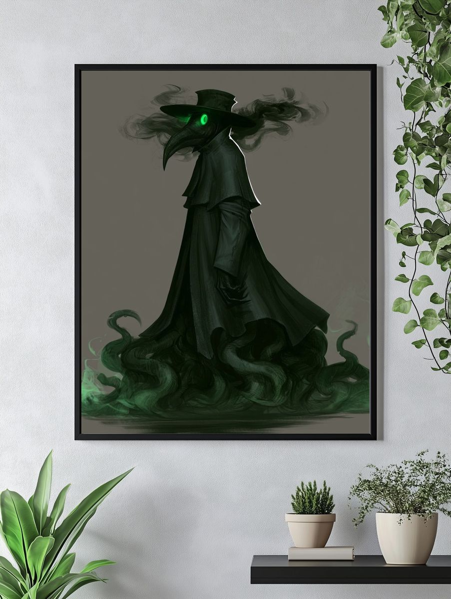 Plague Doctor Digital Art Poster. — room view 4