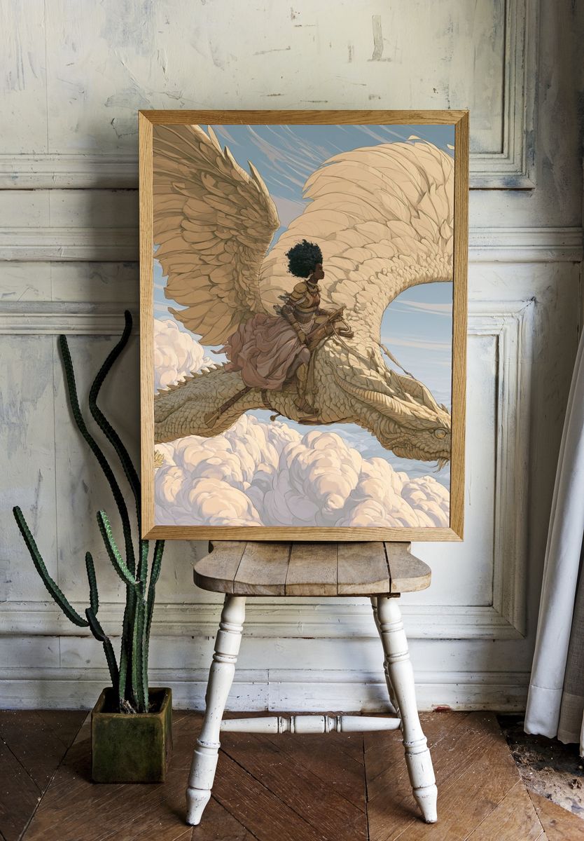 Dragon Rider Fantasy Illustration Poster. room preview